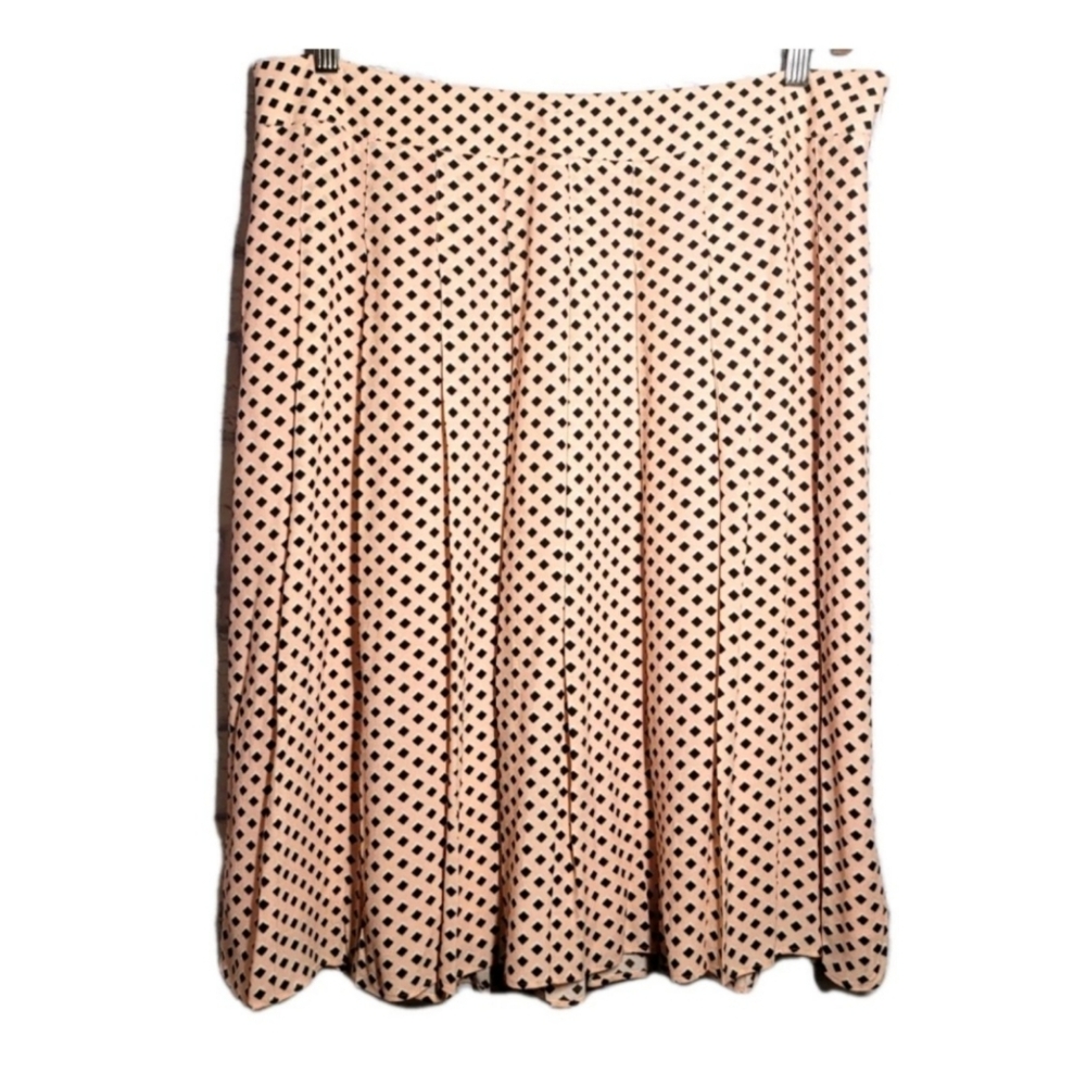 Talbots Petite Skirt Size 16 Pink Black Diamond Mid Rise Pleated Flowy Modest